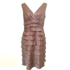 London Times Ruffle Tier Sleeveless Cocktail Dress